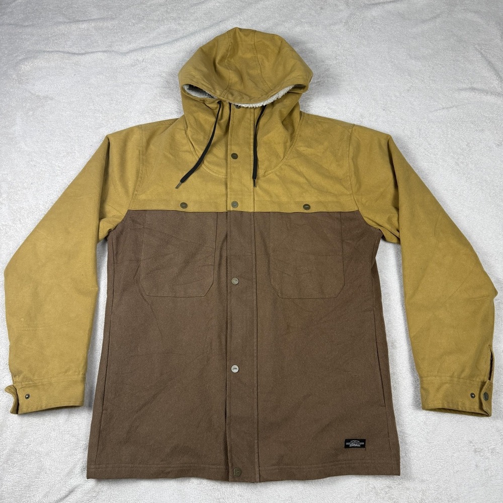 Dakine Ski Jacket Mens Large Brown Tan Canvas Hooded Full Zip Insulated Winter